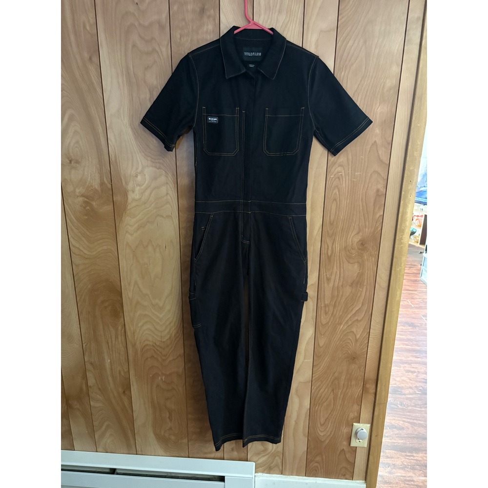 Wildfang The Essential Short Sleeve Coverall Black Utility Jumpsuit XS WL5200